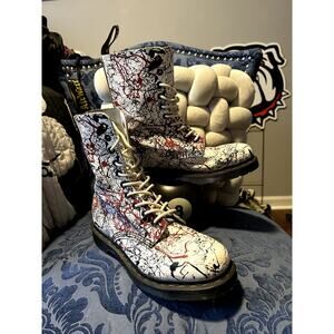 Dr Martens White Red Black Splatter Boots size 9/EU 41